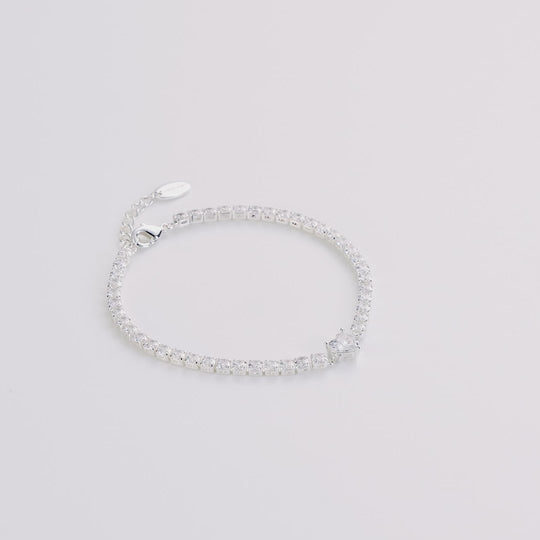 Heart Solitaire Bridal Tennis Bracelet Created with Zircondia® Crystals