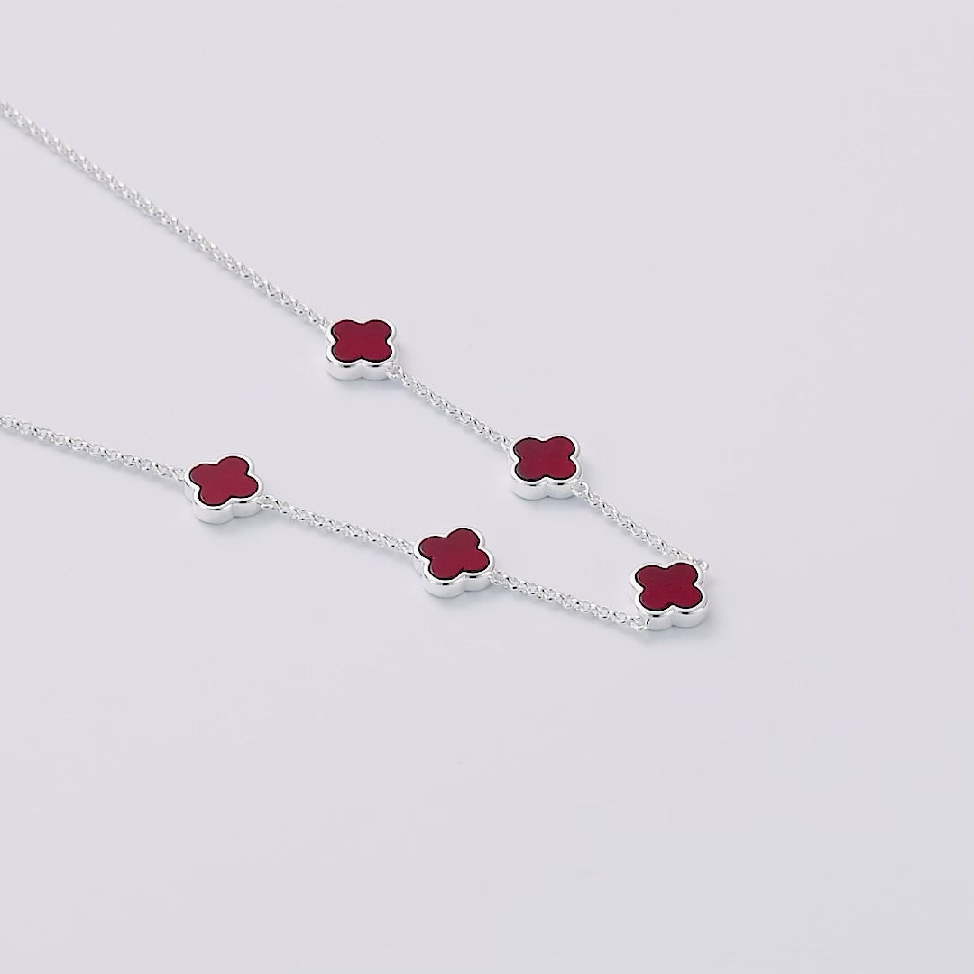 Carnelian Gemstone Multi Clover Necklace