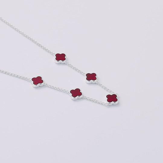 Carnelian Gemstone Multi Clover Necklace