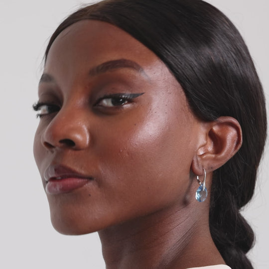 Sterling Silver Aquamarine Drop Earrings Created with Zircondia® Crystals Video