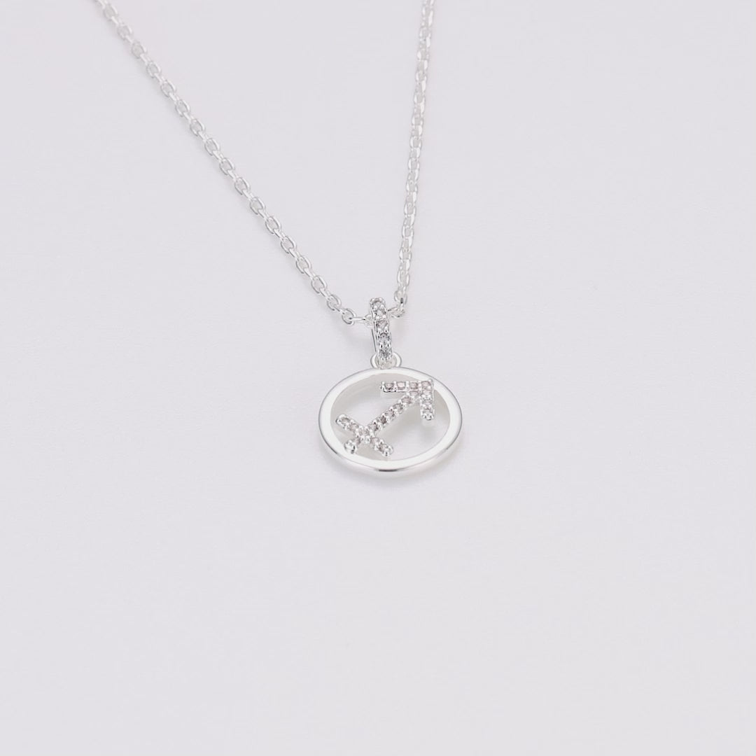 Sagittarius Star Sign Zodiac Necklace with Zircondia® Crystals