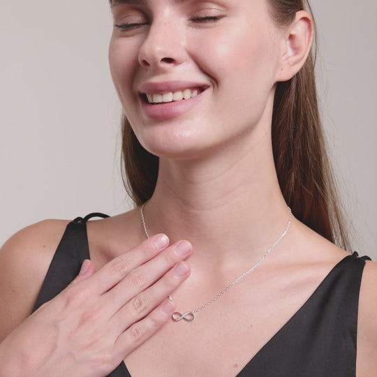 Silver Plated Infinity Pendant Necklace Created with Zircondia® Crystals Video