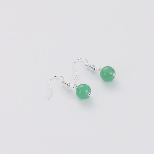 Green Aventurine Gemstone Round Drop Earrings