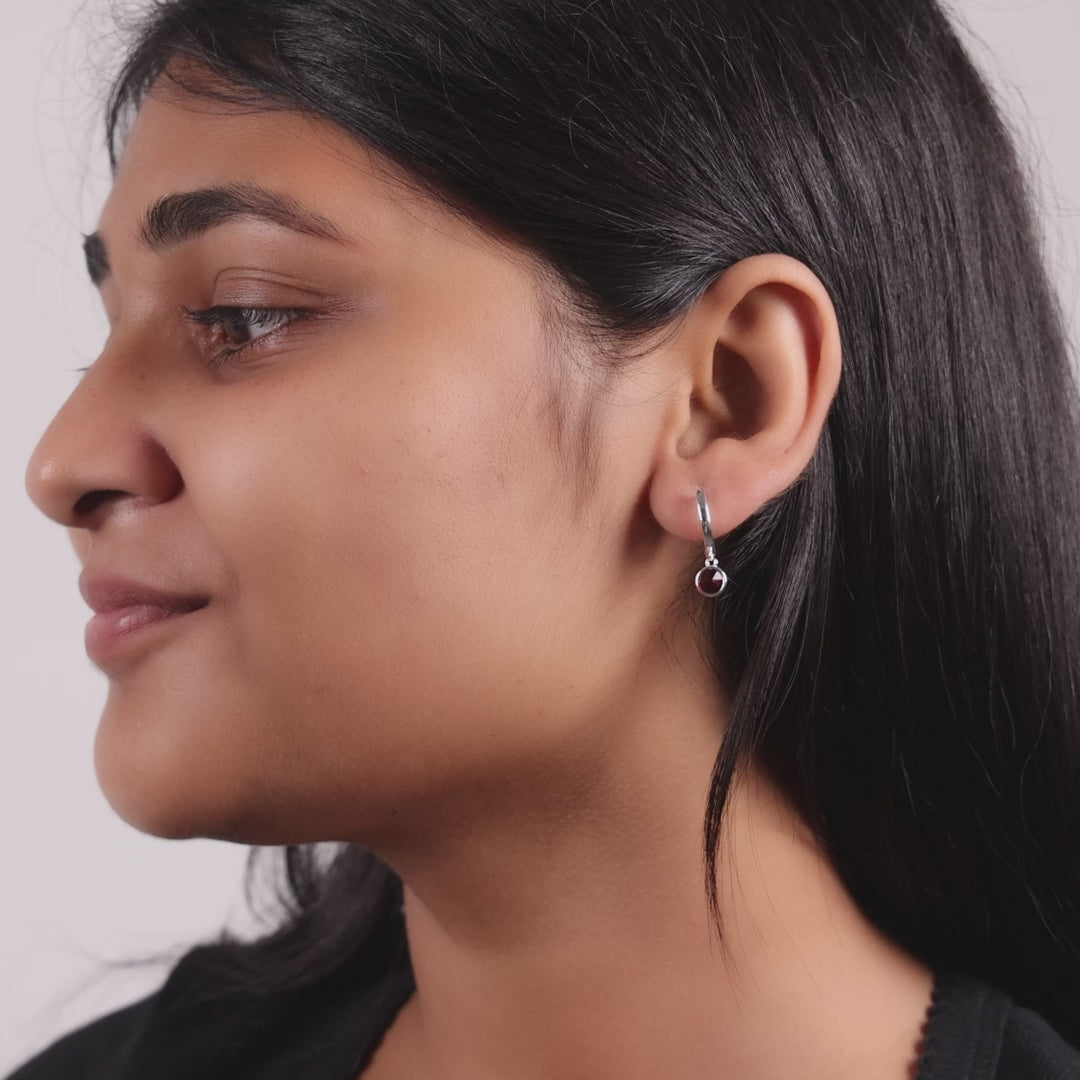 Red Crystal Hoop Earrings Created with Zircondia® Crystals