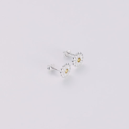 Sterling Silver Daisy Earrings Created with Zircondia® Crystals