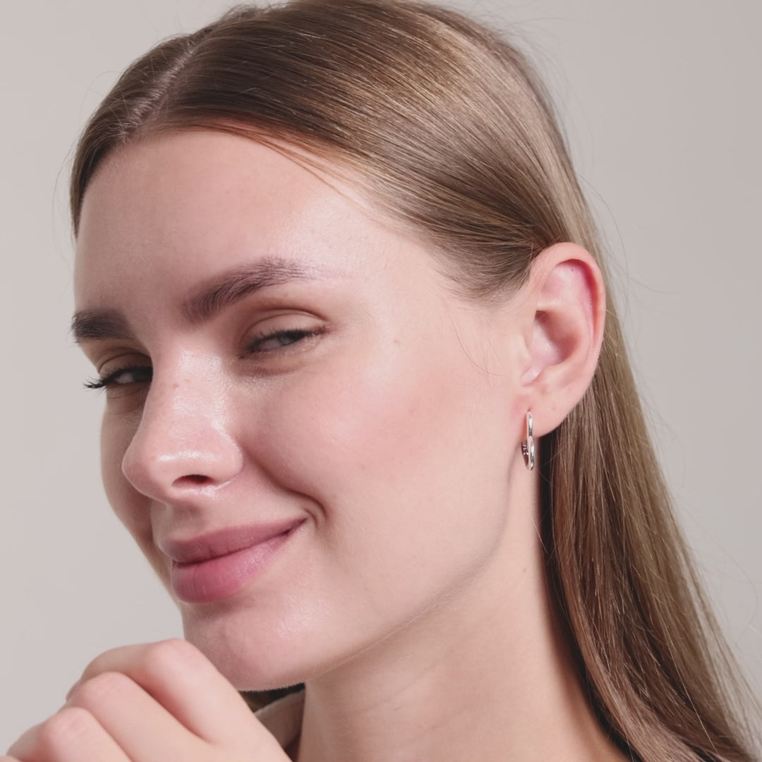 Sterling Silver Heart Hoop Earrings Video