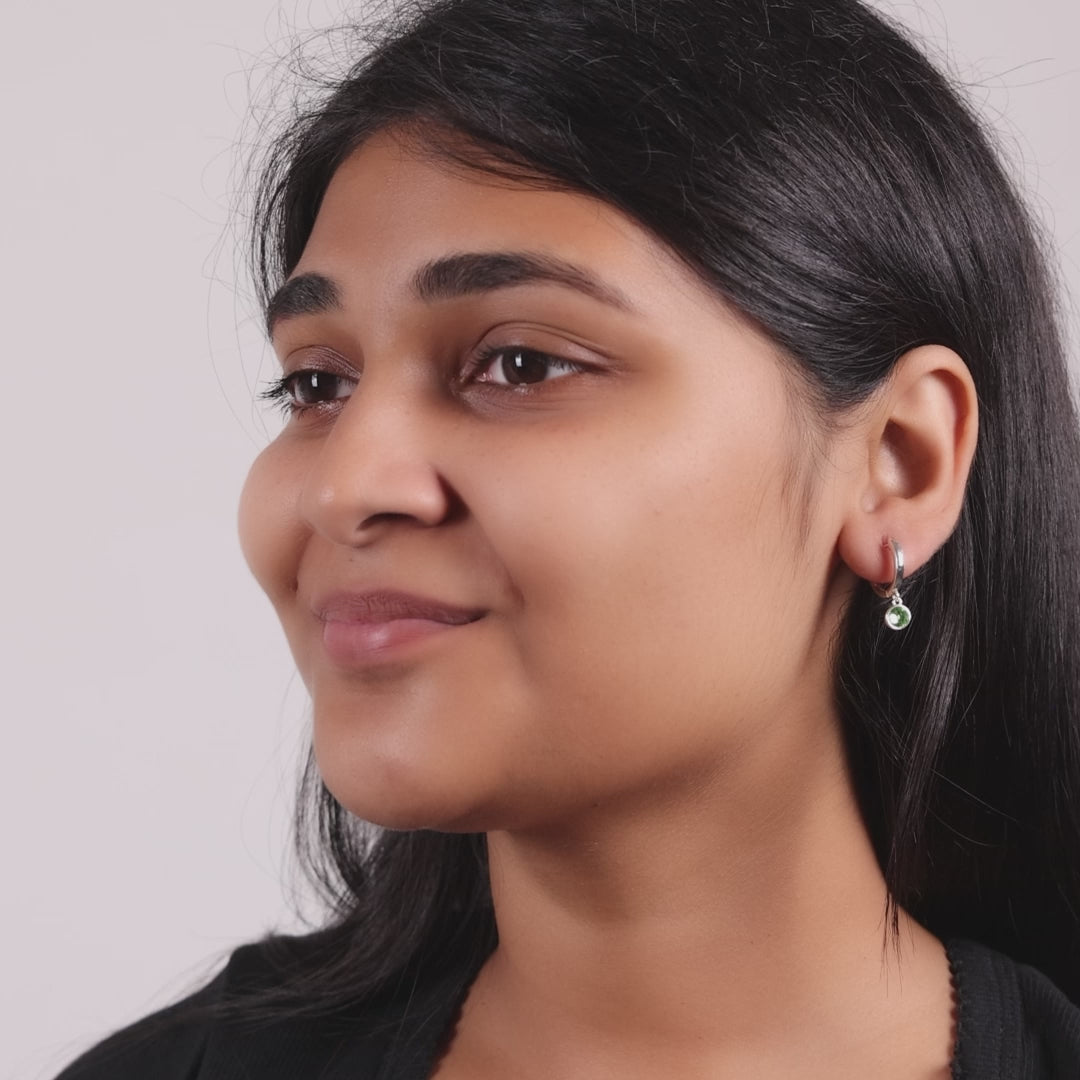 Light Green Crystal Hoop Earrings Created with Zircondia® Crystals