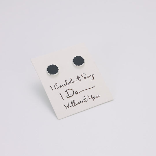 Men's I Couldn't Say I Do Without You Black Onyx Gemstone Wedding Cufflinks