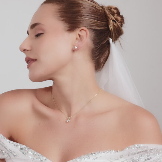 Gold Plated Round Solitaire Bridal Set Created with Zircondia® Crystals