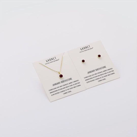 Gold Plated January (Garnet) Birthstone Necklace & Earrings Set Created with Zircondia® Crystals