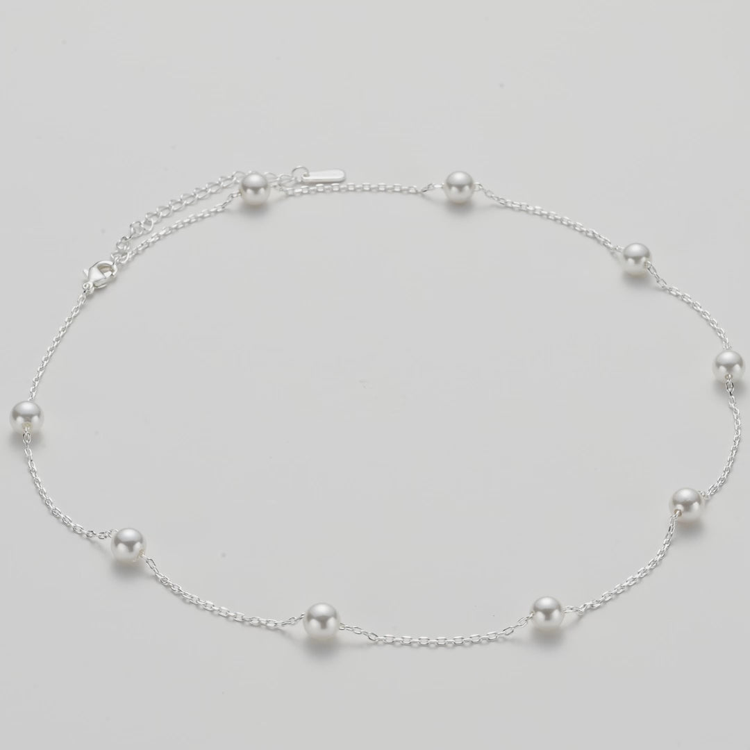 Silver Plated Pearl Chain Necklace Video