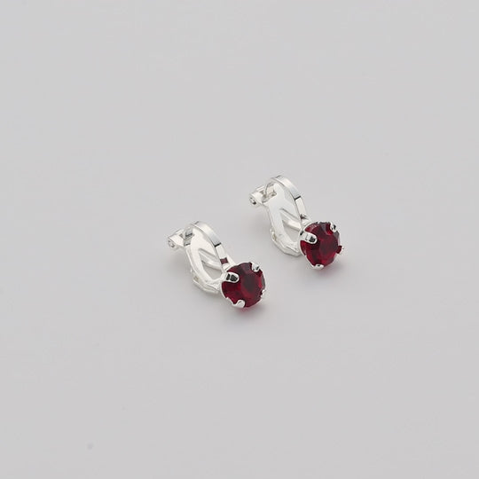 January (Garnet) Birthstone Clip On Earrings Created with Zircondia® Crystals Video