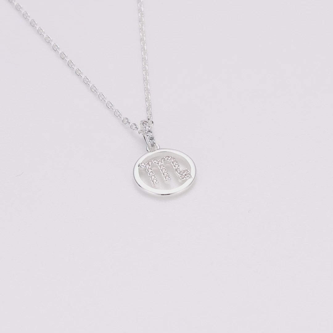 Scorpio Star Sign Zodiac Necklace with Zircondia® Crystals
