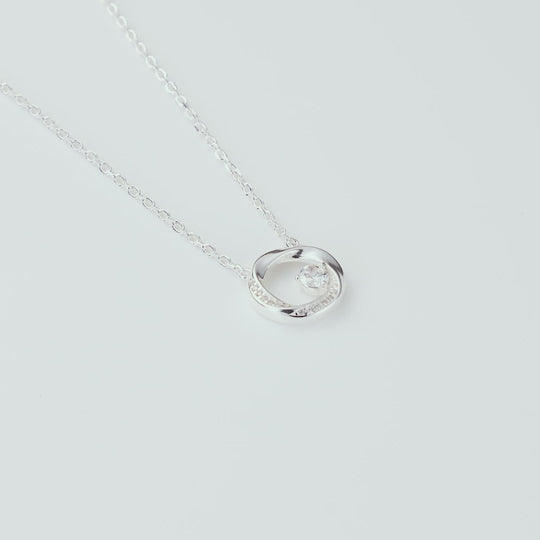 Sterling Silver Twisted Circle Necklace Created with Zircondia® Crystals