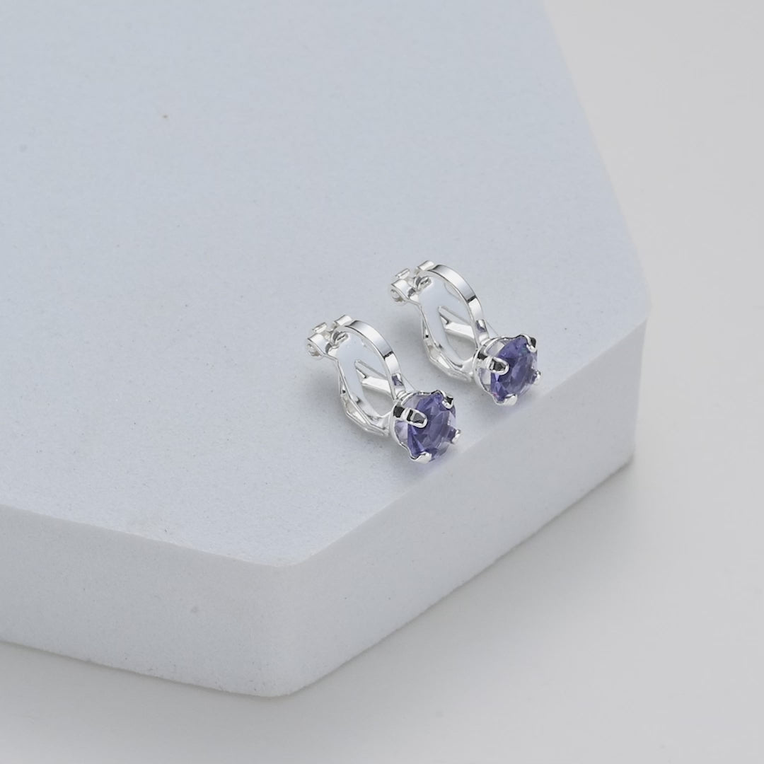 Light Purple Crystal Clip On Earrings Created with Zircondia® Crystals Video