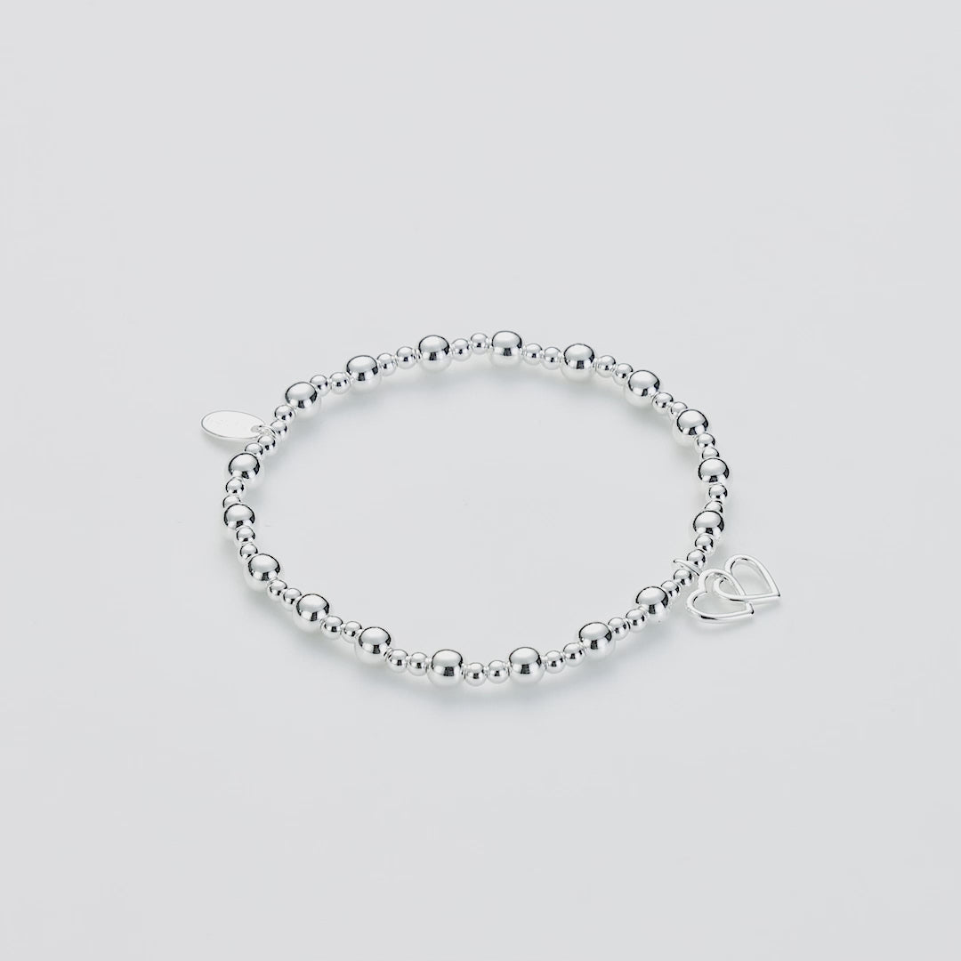 Heart Link Beaded Stretch Bracelet