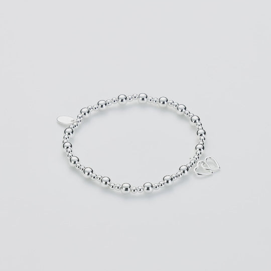 Heart Link Beaded Stretch Bracelet