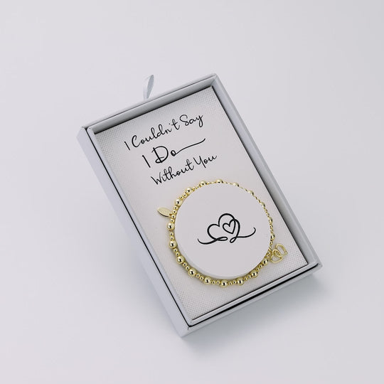 Gold Plated I Couldn't Say I Do Without You Heart Link Stretch Bracelet with Gift Box