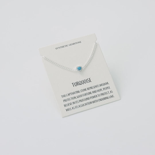 Synthetic Turquoise Heart Gemstone Bracelet with Quote Card Created with Zircondia® Crystals