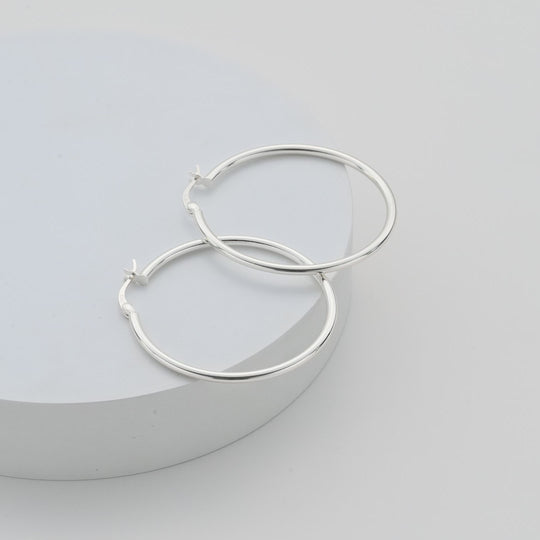 Sterling Silver 40mm Hoop Earrings Video