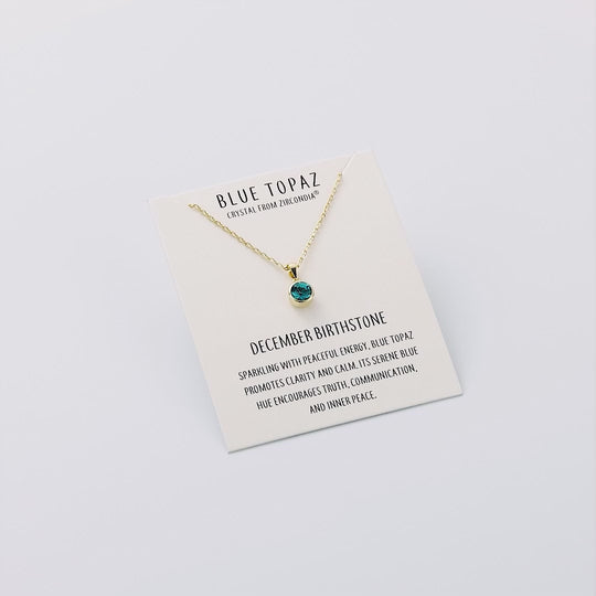 Gold Plated December (Blue Topaz) Birthstone Necklace Created with Zircondia® Crystals