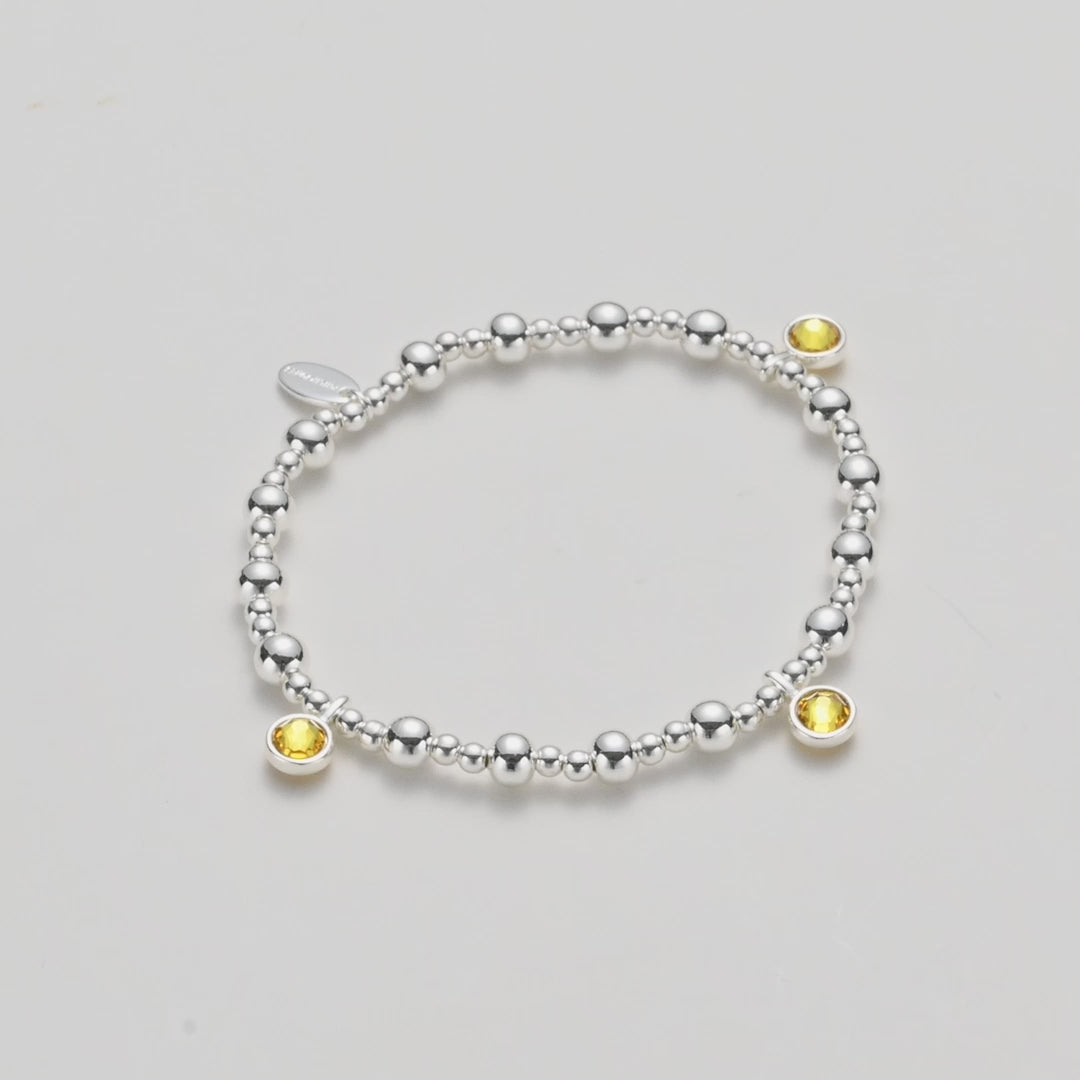 November (Citrine) Birthstone Stretch Charm Bracelet with Quote Gift Box Video