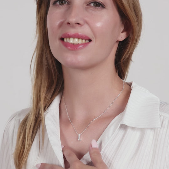 Initial Necklace Letter L Created with Zircondia® Crystals