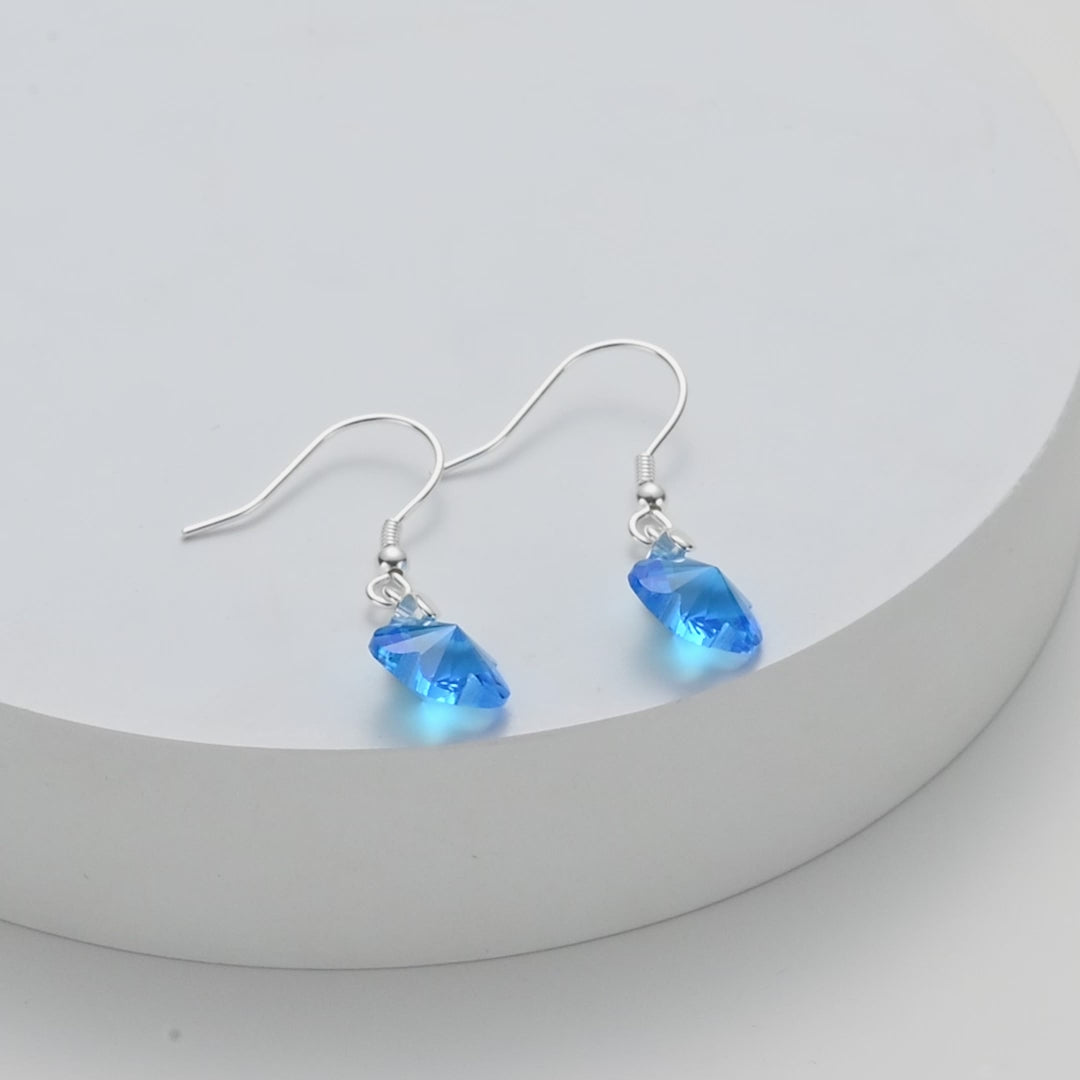 Sterling Silver Aquamarine Flower Earrings Created with Zircondia® Crystals Video