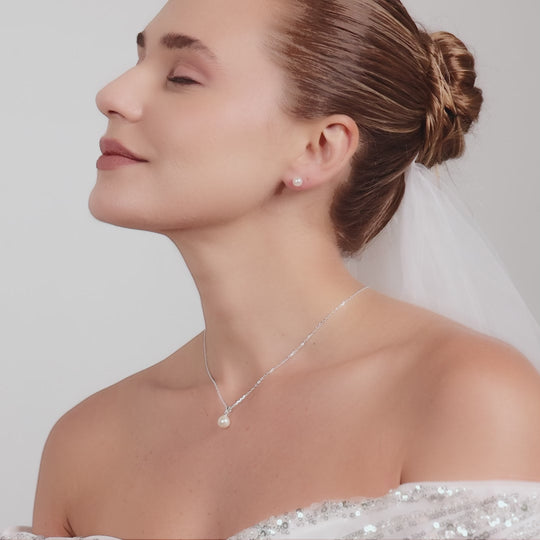Silver Plated Shell Pearl Bridal Set