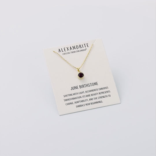 Gold Plated June (Alexandrite) Birthstone Necklace Created with Zircondia® Crystals