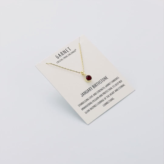 Gold Plated January (Garnet) Birthstone Necklace Created with Zircondia® Crystals