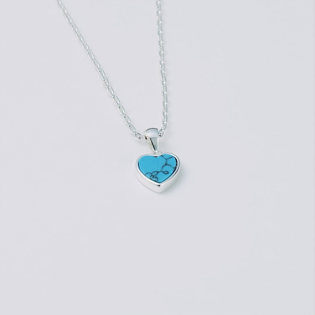Synthetic Turquoise Gemstone Heart Necklace