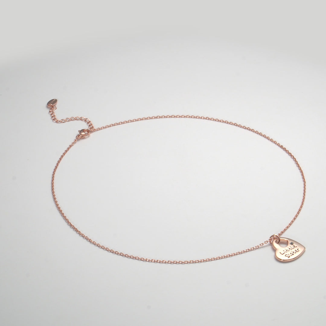 Rose Gold Plated Little Sister Heart Necklace Created with Zircondia® Crystals Video