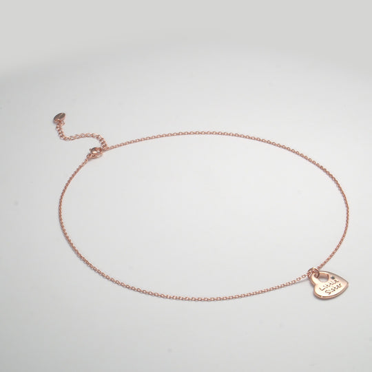 Rose Gold Plated Little Sister Heart Necklace Created with Zircondia® Crystals Video