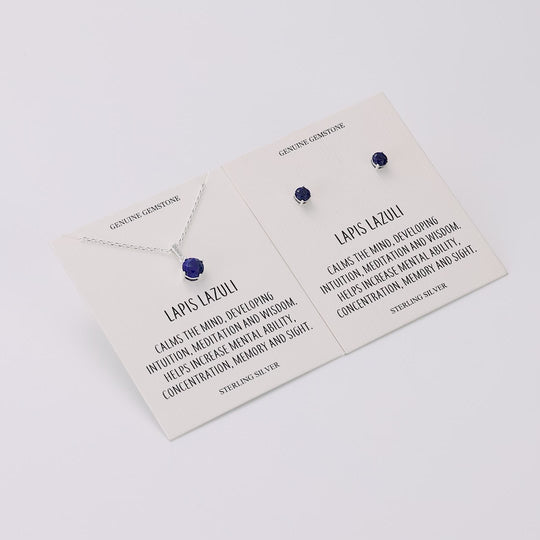 Sterling Silver Lapis Gemstone Set with Quote Card