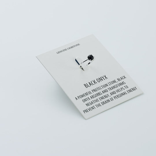 Black Onyx Adjustable Ring with Quote Card