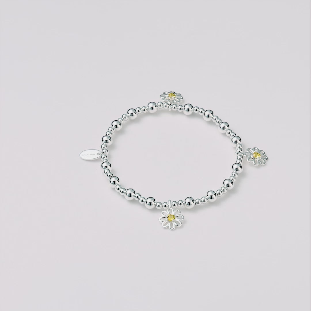 Daisy Crystal Beaded Stretch Bracelet Created with Zircondia® Crystals