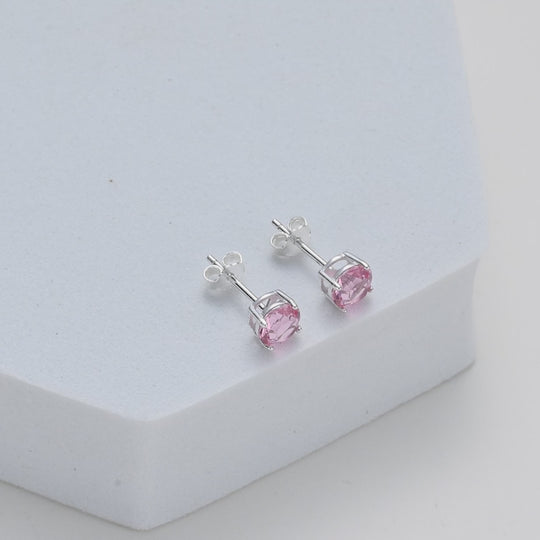 Sterling Silver Pink Earrings Created with Zircondia® Crystals Video
