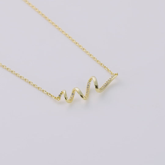 Gold Plated Spiral Necklace Created with Zircondia® Crystals