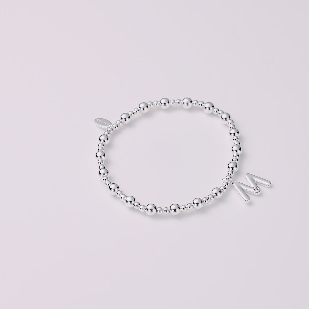 Letter M Initial Stretch Bracelet Created with Zircondia® Crystals