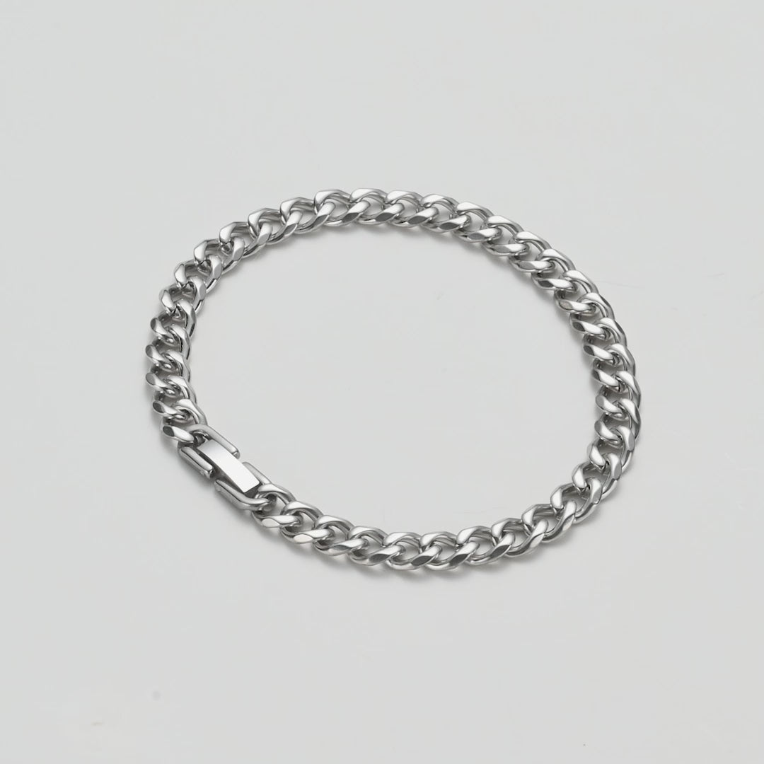 Men's 6mm Stainless Steel 7.5-8.5 Inch Curb Chain Bracelet Video