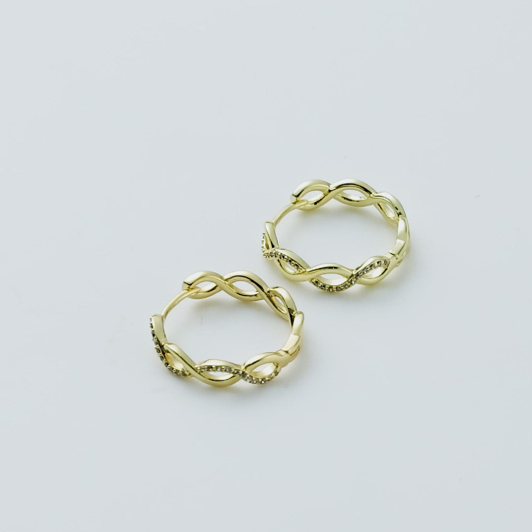 Gold Plated Infinity Hoop Earrings Created with Zircondia® Crystals