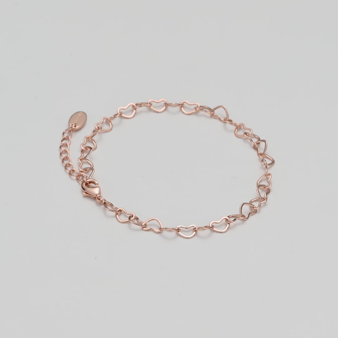 Rose Gold Plated Heart Link Bracelet Video