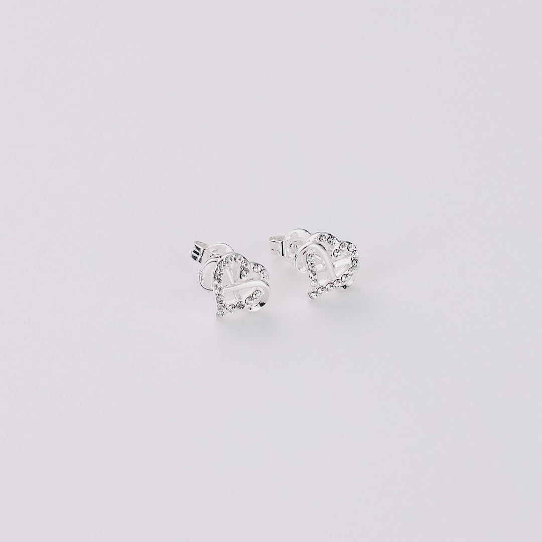 Silver Plated Infinity Heart Stud Earrings Created with Zircondia® Crystals