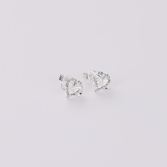 Silver Plated Infinity Heart Stud Earrings Created with Zircondia® Crystals