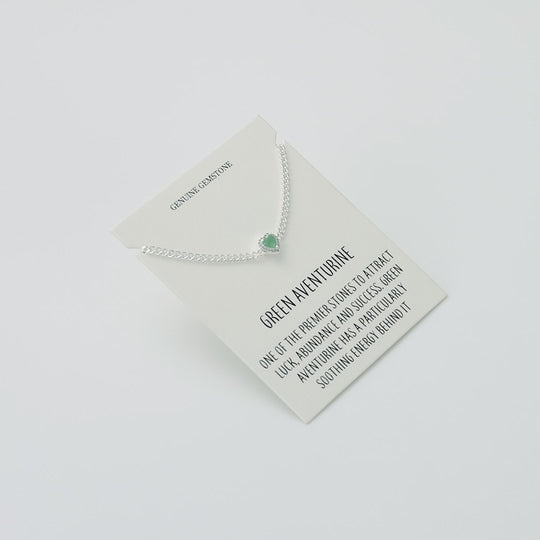 Green Aventurine Heart Gemstone Bracelet with Quote Card Created with Zircondia® Crystals