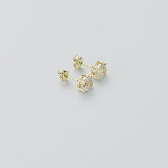 Gold Plated Solitaire Crystal Stud Earrings Created with Zircondia® Crystals