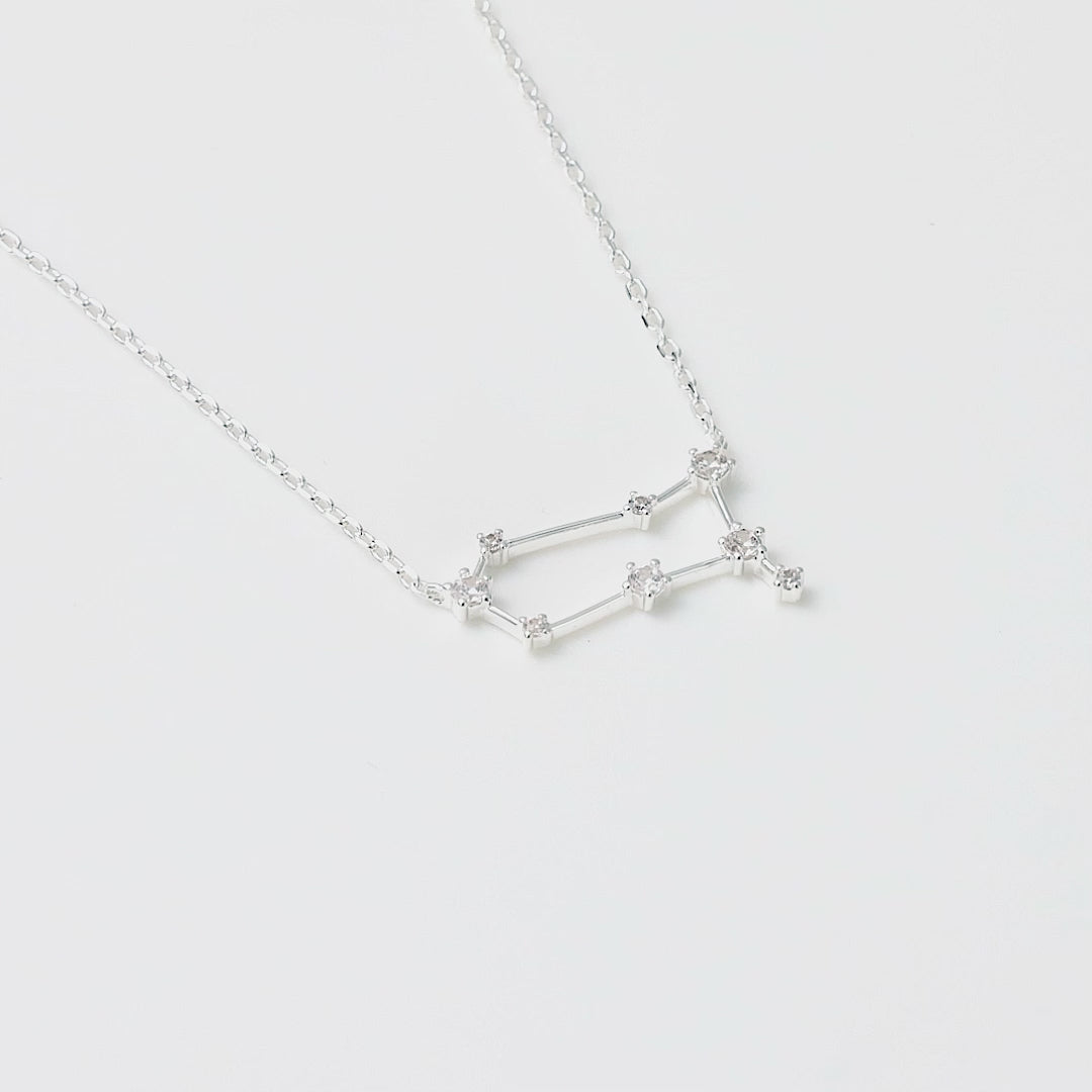 Gemini Star Sign Zodiac Constellation Necklace with Zircondia® Crystals