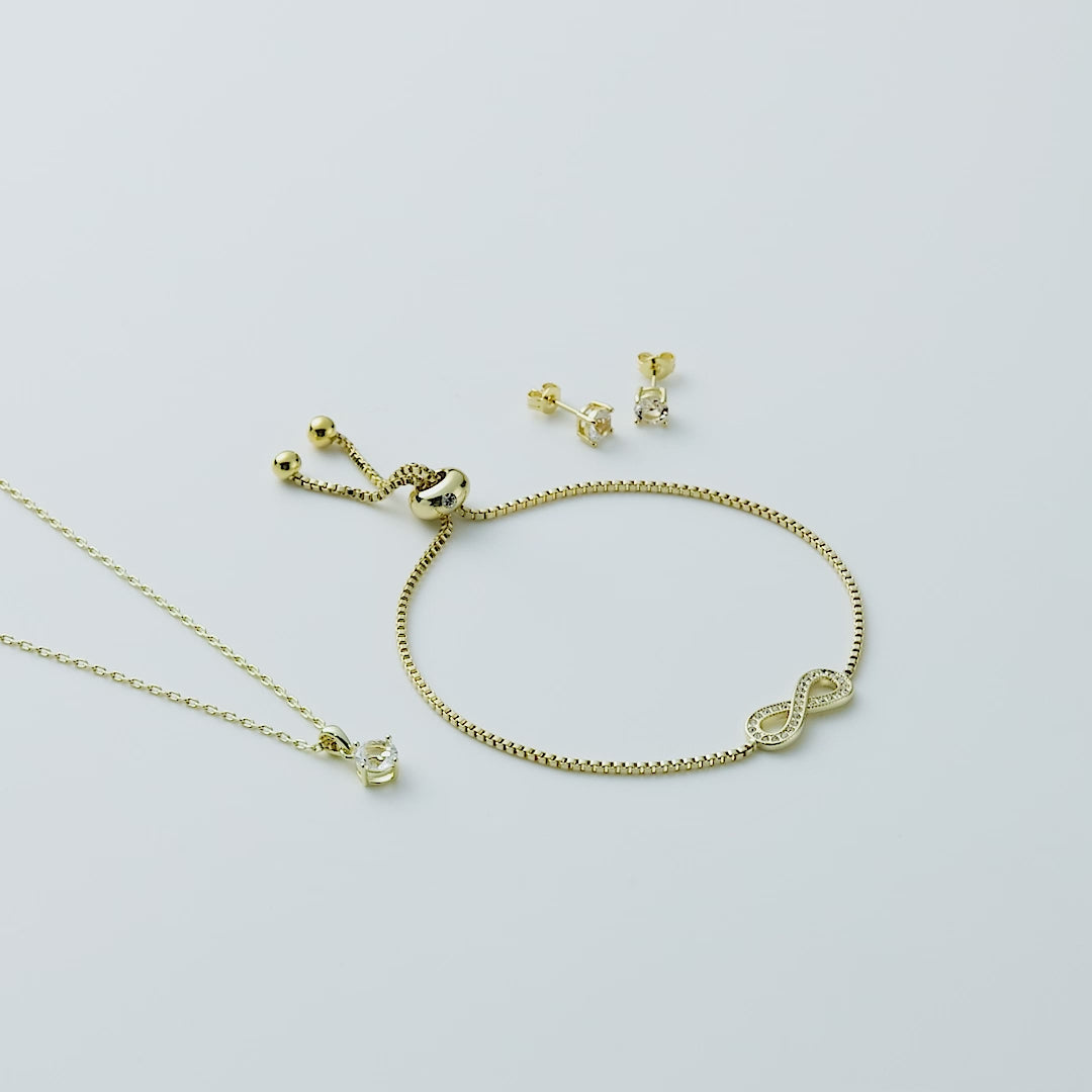 Gold Plated Infinity Friendship Set Created with Zircondia® Crystals