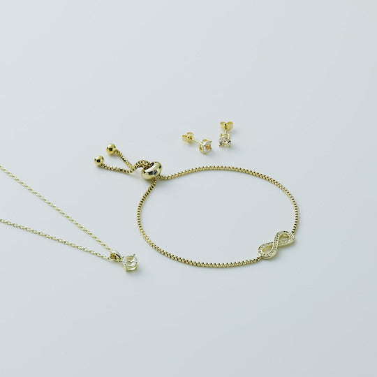 Gold Plated Infinity Friendship Set Created with Zircondia® Crystals
